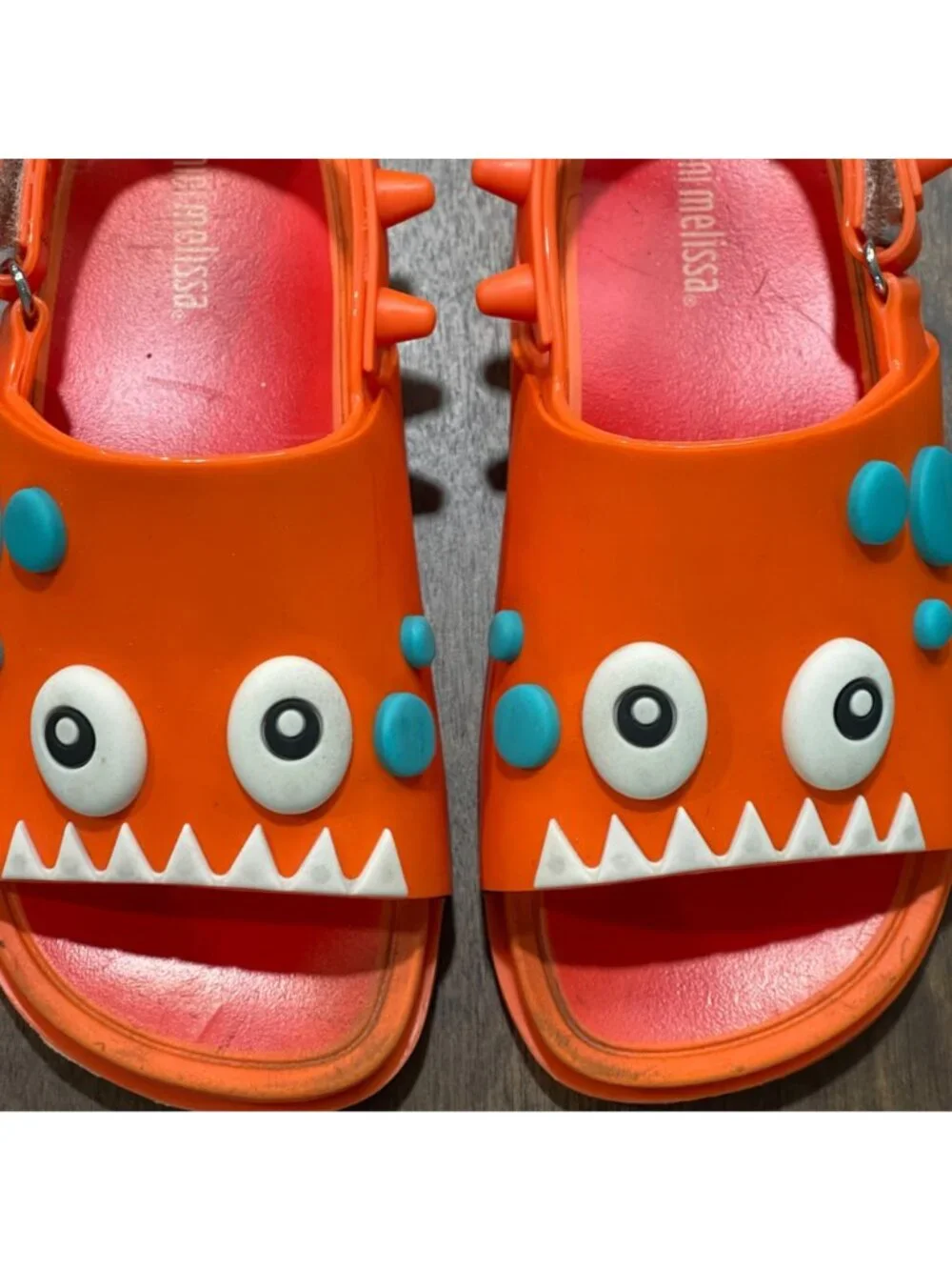 Mini Melissa Beach Slide Dino Sandal Toddler Size 10‎ Adjustable Back Orange